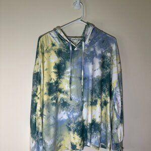 Derek Heart  Soft Tie-dye blue green hoodie